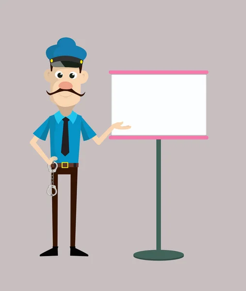 Policial de polícia de desenhos animados - Mostrando no quadro branco — Vetor de Stock