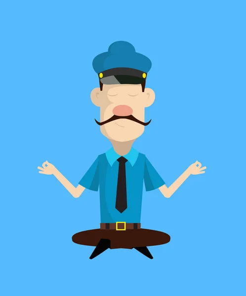 Policial de Polícia de Cartoon - Meditação — Vetor de Stock