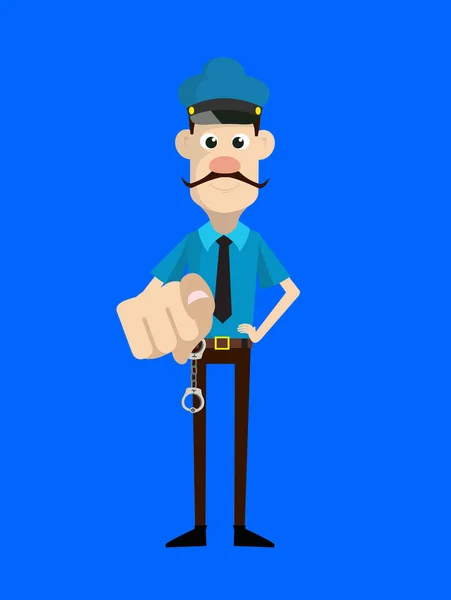 Policial de polícia de desenhos animados - Rindo e apontando — Vetor de Stock
