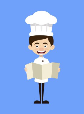 Şef Çizgi Filmi - Katlanmış Kağıt Pankart Tutma