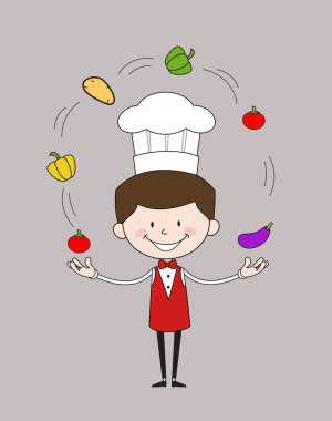 Çizgi film Garson Yemek Servisi - Açık Ellerle Bekliyor