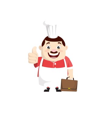 Çizgi film Şişko Komik Aşçı Başparmağını kaldırıyor