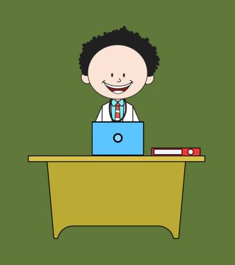 Çizgi film doktoru - Laptop üzerinde çalışıyor