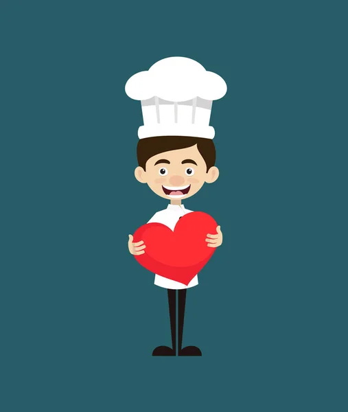 Chef Cartoon - Standing with a Heart