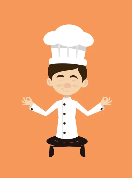 Chef Cartoon - csinál meditáció — Stock Vector