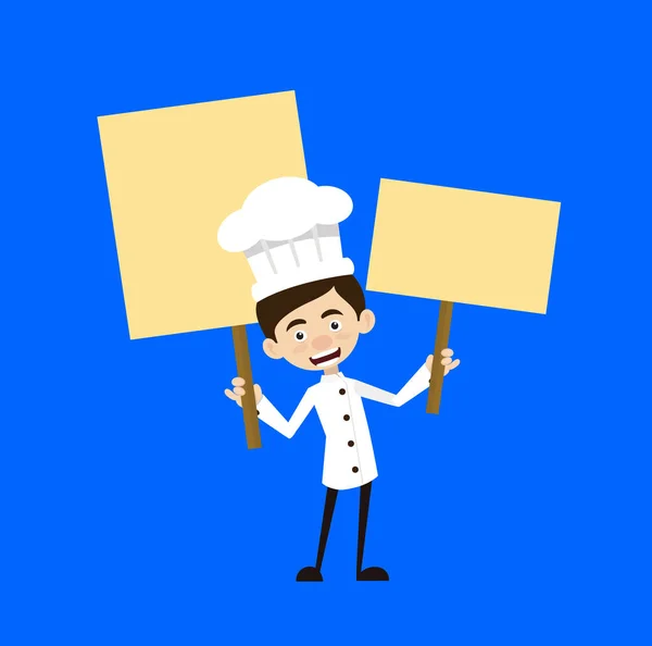 Chef Cartoon - Holding Placards in Both Hands