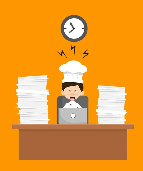 Chef Cartoon - Frustrated from Office Work — Stock Vector