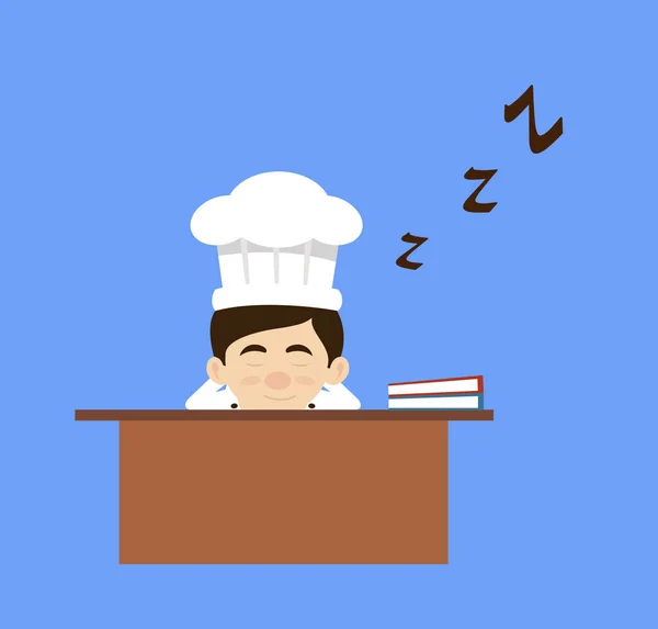 Dessin animé du chef - Dormir sur le bureau — Image vectorielle