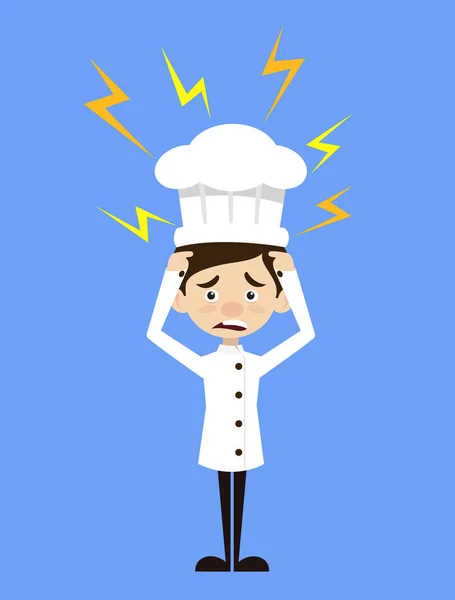 Desenhos animados do chef - com rosto preocupado — Vetor de Stock