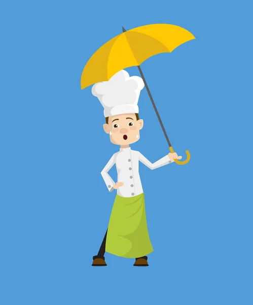 Chef - De pie con paraguas — Archivo Imágenes Vectoriales