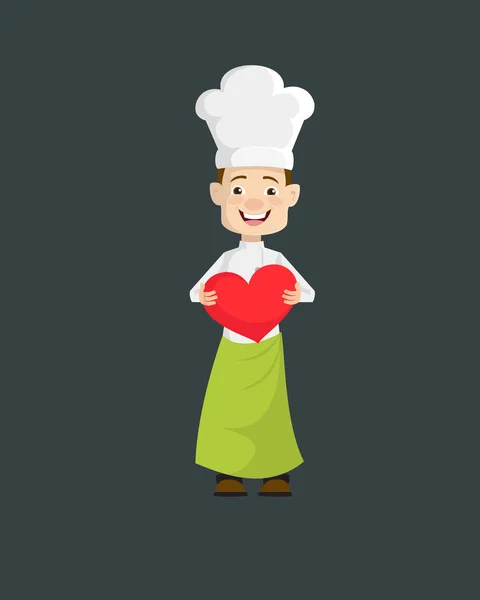 Chef - De pie con un corazón — Vector de stock