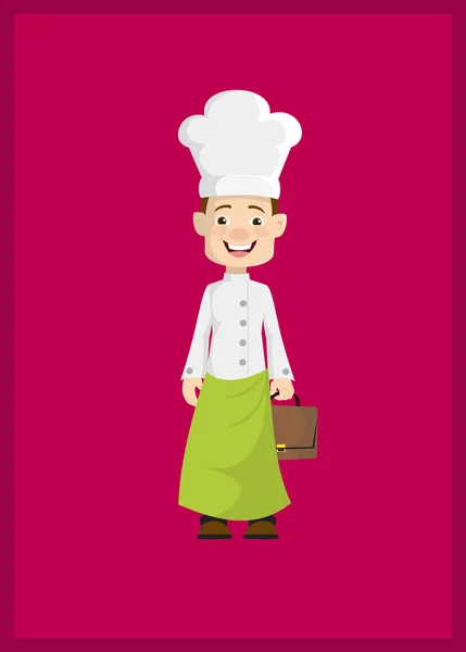 Chef - Sostener una maleta y listo para ir — Vector de stock