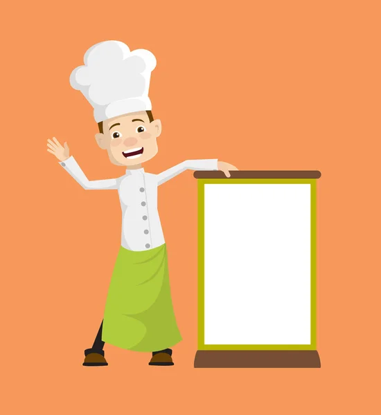 Chef - In piedi con una tavola vuota — Vettoriale Stock