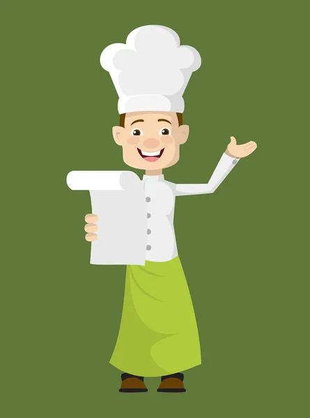Chef - Segurando um papel e anunciando — Vetor de Stock