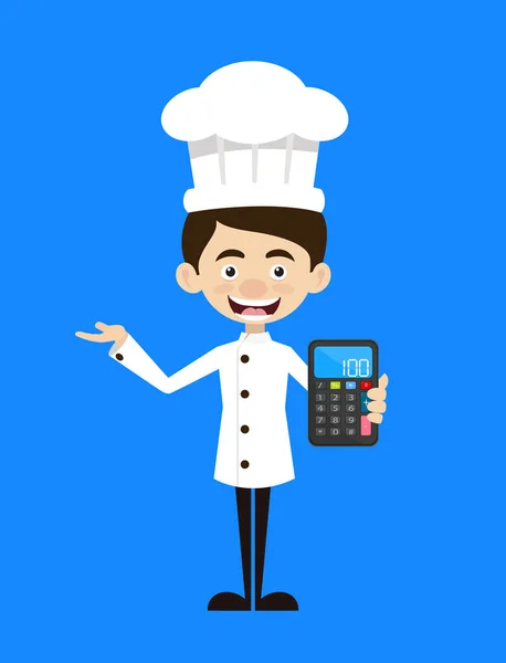 Chef - Présentation d'une calculatrice — Image vectorielle