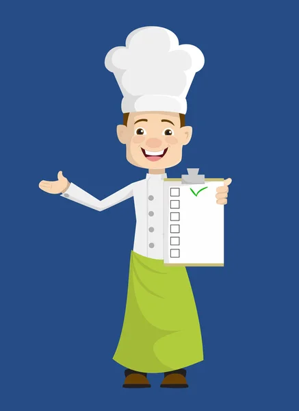 Chef - Mostrare una lista di controllo — Vettoriale Stock