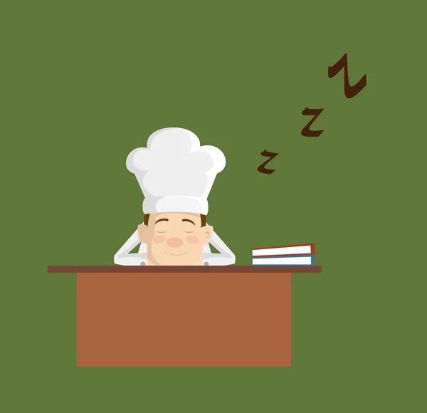 Chef - Dormir en el escritorio de la oficina — Archivo Imágenes Vectoriales