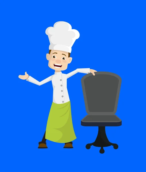 Chef - Standing with Chair and Gesturing with Hand — Stock Vector