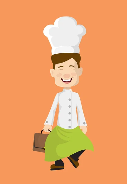 Chef - Cara alegre con Sujetar la Maleta — Vector de stock