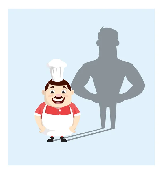 Gordura dos desenhos animados Cozinheiro engraçado - De pé em atitude positiva — Vetor de Stock