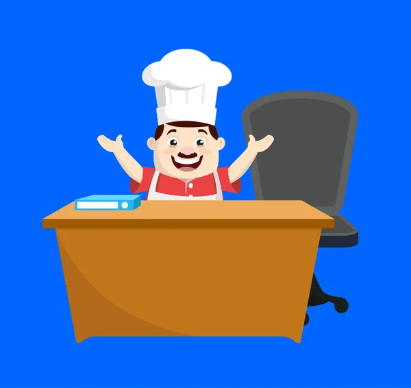 Gordura dos desenhos animados Cozinheiro engraçado - Falando com gestos de mão — Vetor de Stock