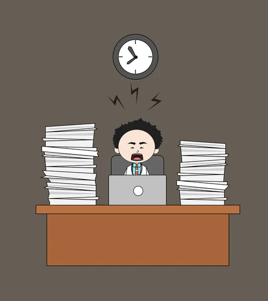 Cartoon Doctor - Frustrated from Office Work — Stock Vector