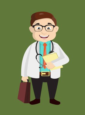 Dermatolog Doktor - Dosya ve Evrak Çantası ile Durma