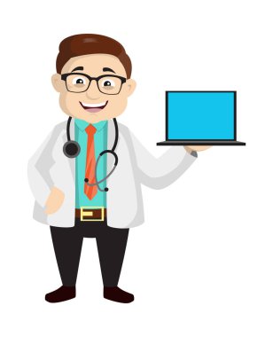 Dermatolog Doktor - Bir dizüstü bilgisayar sunar