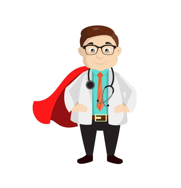 Dermatólogo Doctor - En disfraz de superhéroe — Vector de stock