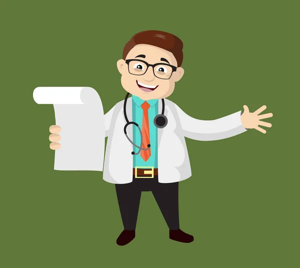 Dermatologist Doctor - Holding a Paper and Announcing — Stock Vector