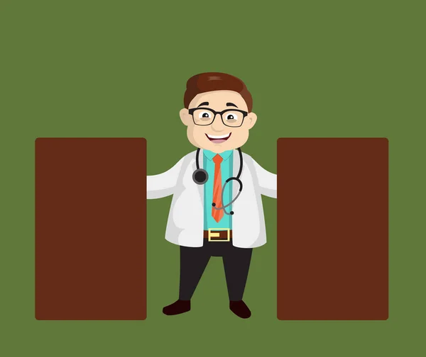 Dermatologist Doctor - Standing with Two Boards — Stock Vector