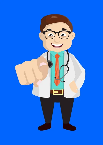 Dermatólogo Doctor - Riendo y Señalando — Vector de stock