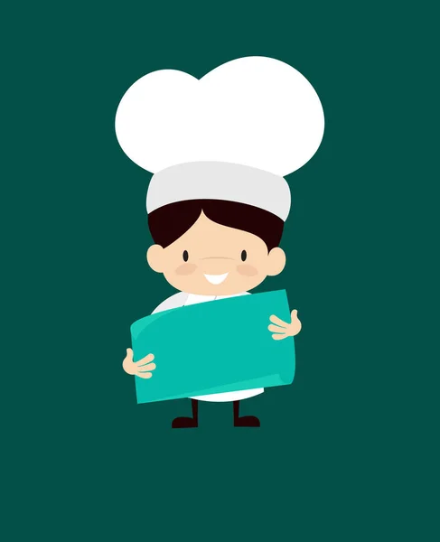 Cute Cartoon Chef - trzymając sztandar papieru — Wektor stockowy