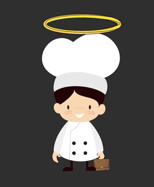 Cute Cartoon Chef - Berdiri dan Tersenyum - Stok Vektor