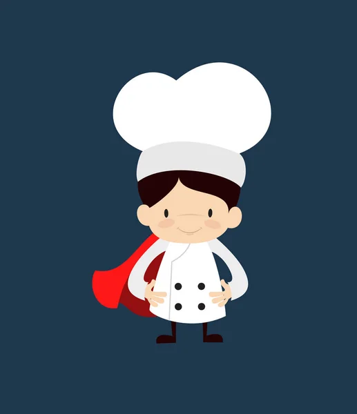 Cute Cartoon Chef - In Super Hero Costume — Stock Vector