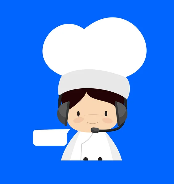 Cute Cartoon Chef - Providing a Customer Service — Stock Vector