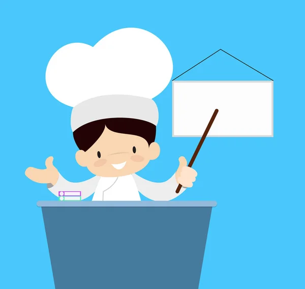 Cute Cartoon Chef - Prezentacja na białej tablicy — Wektor stockowy