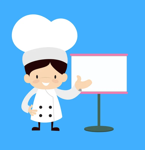 Cute Cartoon Chef - Εμφανίζονται σε λευκό πίνακα — Διανυσματικό Αρχείο