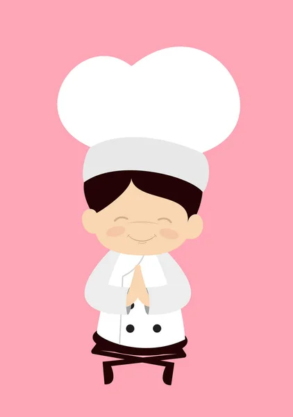 Cute Cartoon Chef - Sitting and Praying — Stock Vector