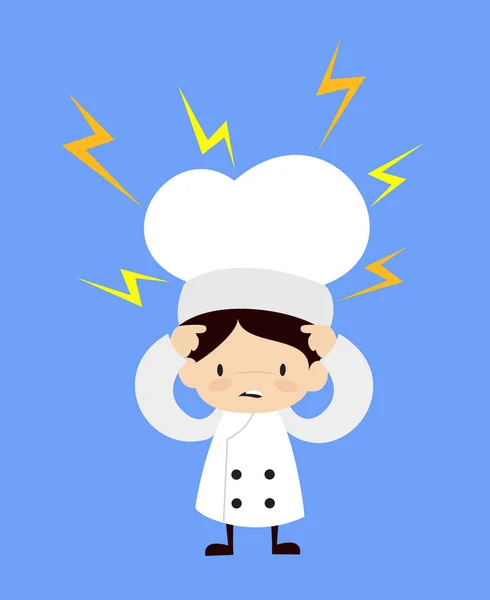 Cute Cartoon Chef - with Worried Face — Stock Vector