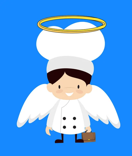Cute Cartoon Chef - in Angel Costume — Stock Vector