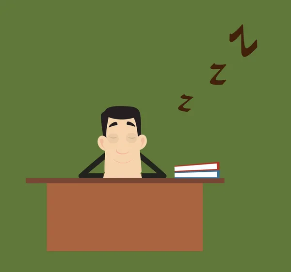 Karakter Bisnis Perusahaan - Tertidur di Meja Kantor - Stok Vektor