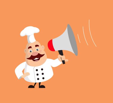 Şişko komik şef - Hoparlörle ayakta duruyor