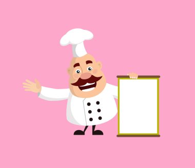 Şişko komik aşçı - Sevinçle sunar Boş tahtayı