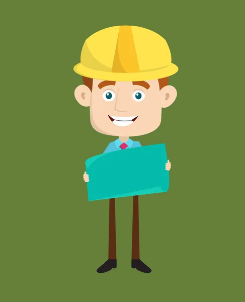 Engineer Builder Architect - Holding a Paper Banner — Stock Vector