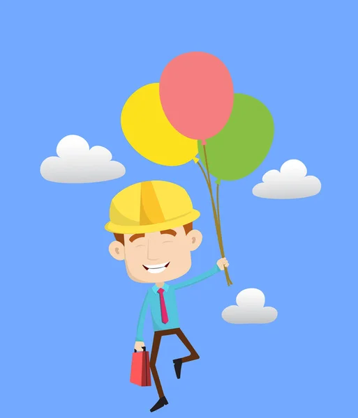 Engineer Builder Architect - Flying with Balloons — Stock Vector