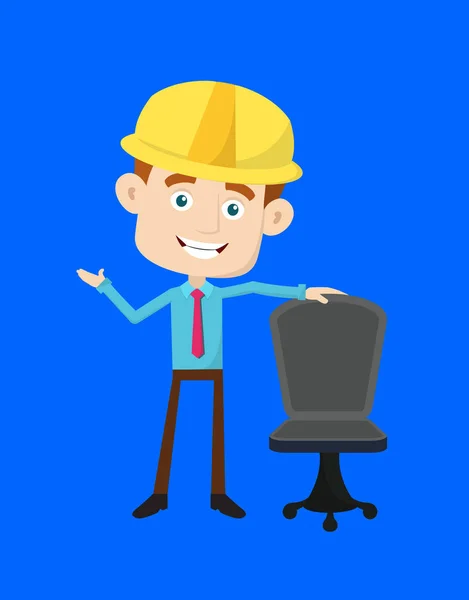 Engineer Builder Architect - Standing with Chair and Gesturing w — Stock Vector