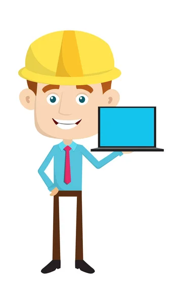 Engineer Builder Architect - Presenting a Laptop — Stock Vector