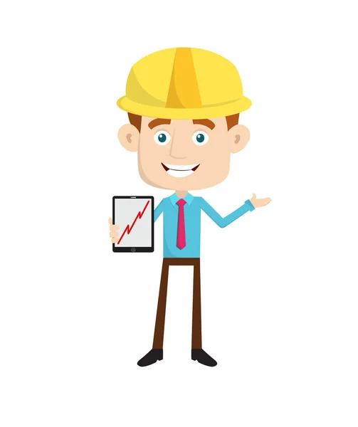 Engineer Builder Architect - Presenting Profit Growing Graph on — Stock Vector