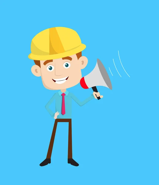 Engineer Builder Architect - Standing with Loudhailer — Stock Vector